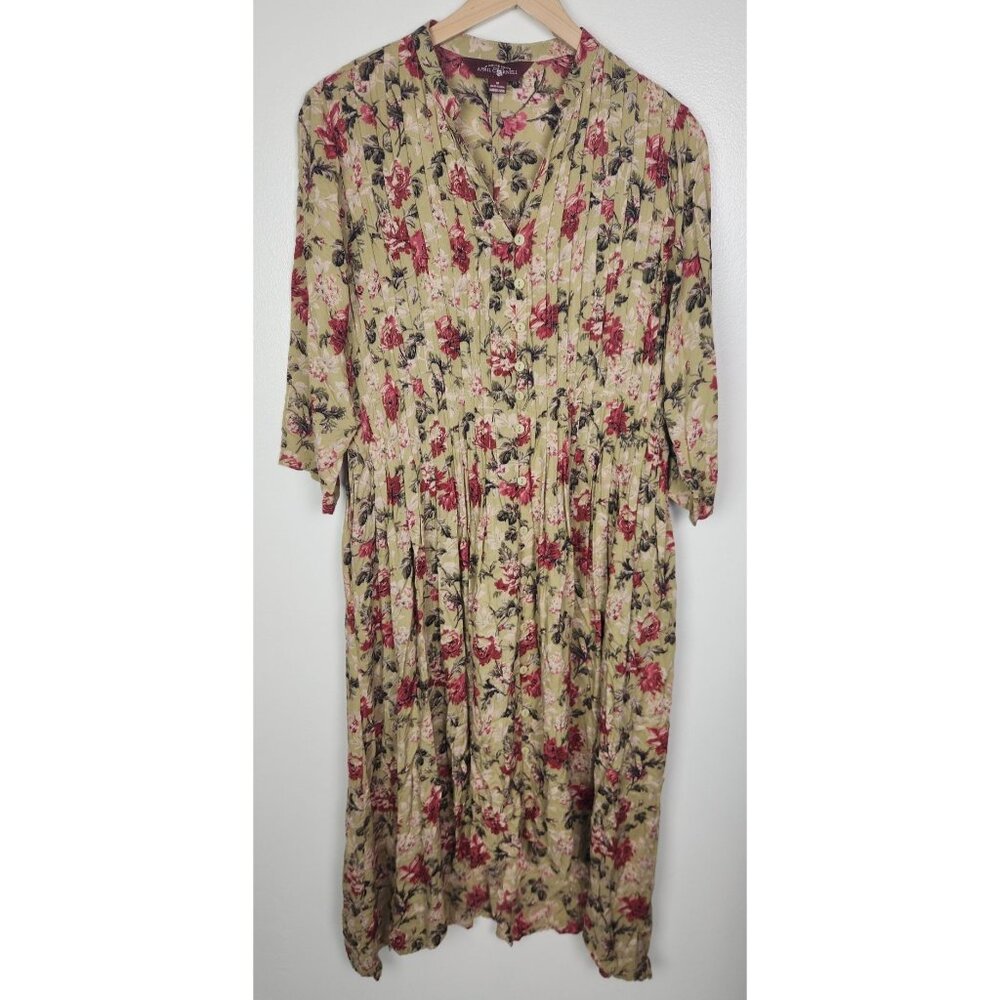 April Cornell Women's Sz. M Floral Button Up Hi Low Midi Dress